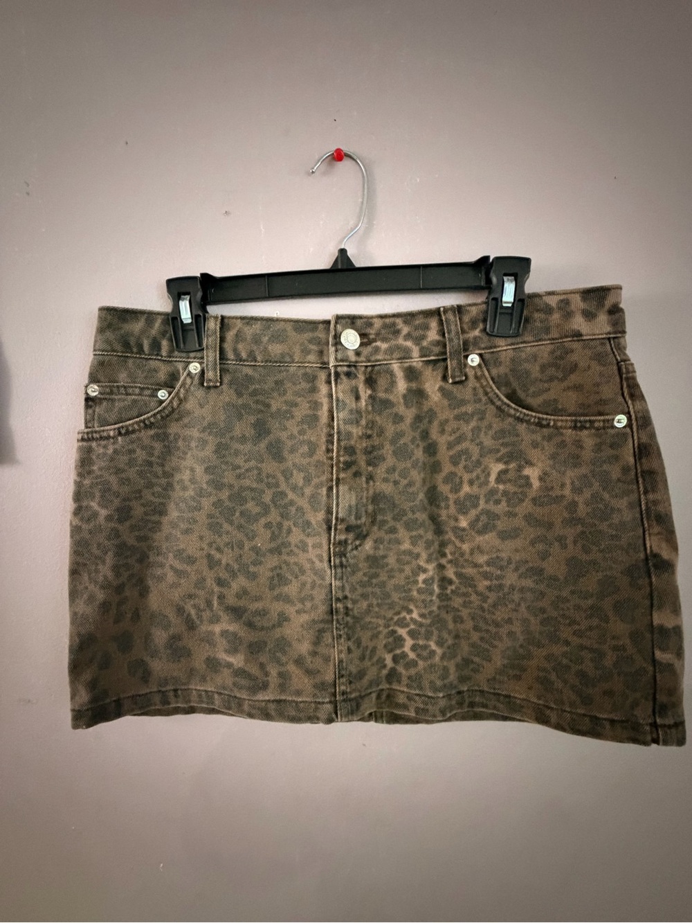 Topshop Brown Leopard Print Mini Skirt